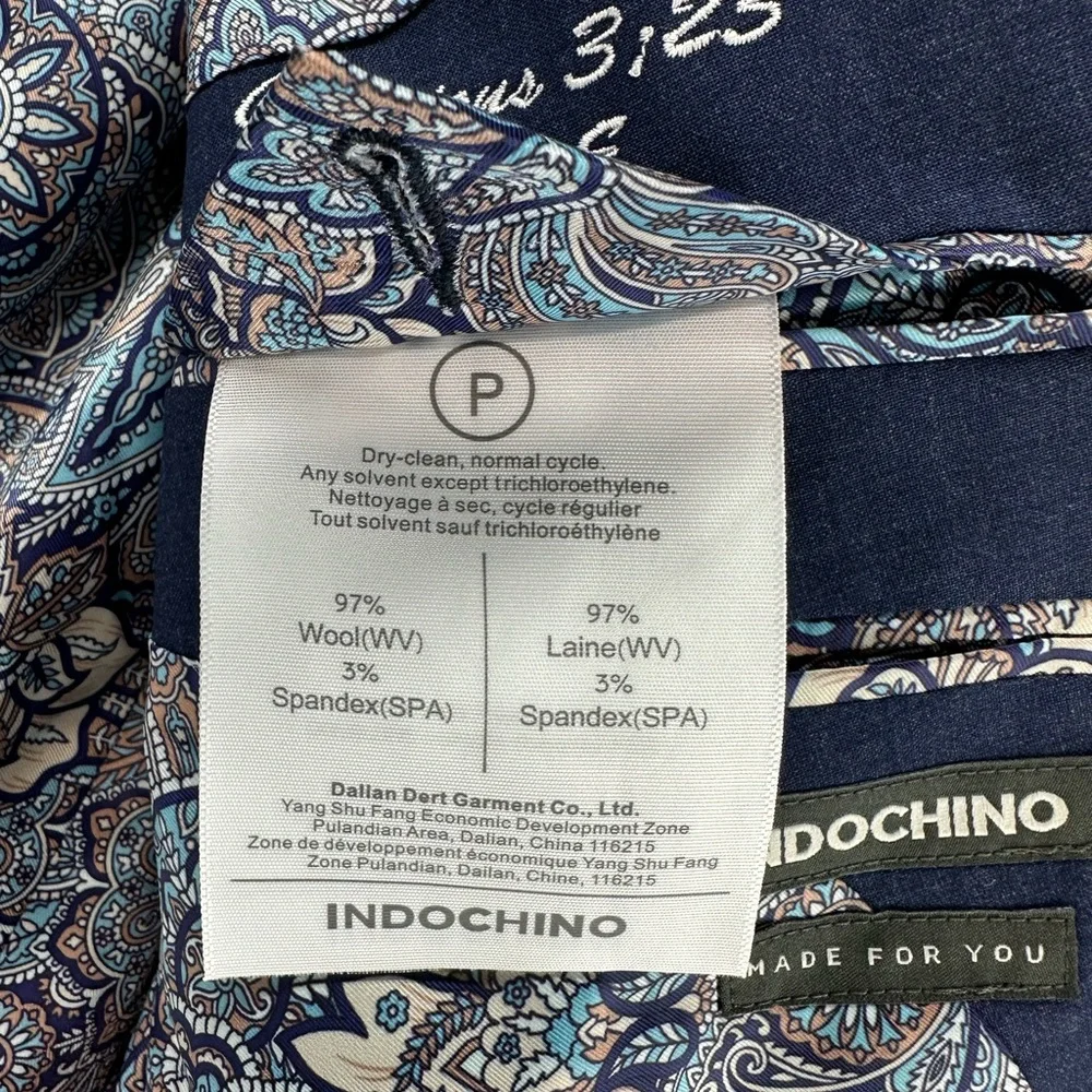 INDOCHINO Mens Solid Blue WOOL Sport Coat‎ Suit Jacket Blazer NEW NWT 36